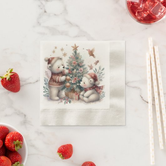 Serviette En Papier Ours Noël 1 (En situation)