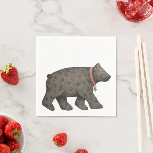 Serviette En Papier Ours noir (En situation)