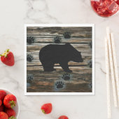 Serviette En Papier Ours Noir Ours Noir Pâtes Bois Rustique (En situation)