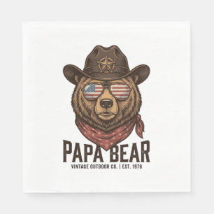 Serviette En Papier Ours Papa Ours Cowboy Patriotique Vintage Vector D