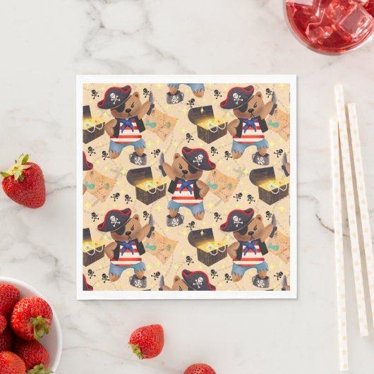 Serviette En Papier Ours pirate (En situation)