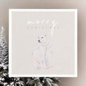 Serviette En Papier Ours polaire aquarelle Joyeux Noël moderne
