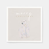 Serviette En Papier Ours polaire aquarelle Joyeux Noël moderne (Devant)