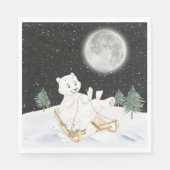 Serviette En Papier Ours Polaire Aquarellé Sur Tuyau (Devant)