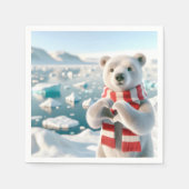 Serviette En Papier Ours polaire avec pattes formant un coeur (Devant)