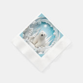 Serviette En Papier Ours polaire avec petit Océan Arctique Hiver blanc (Coin)