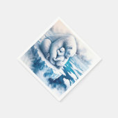 Serviette En Papier Ours polaire avec son petit sur un glacier (Coin)