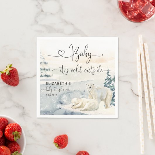 Serviette En Papier Ours polaire | Baby shower forestier (En situation)