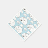 Serviette En Papier Ours polaire Baby shower Hiver bleu garçon (Coin)