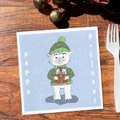 Serviette En Papier Ours polaire bleu Papier de Noël Napkin