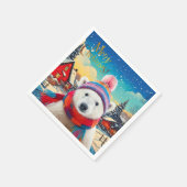 Serviette En Papier Ours polaire chapeau de Père Noël et écharpe Joyeu (Coin)