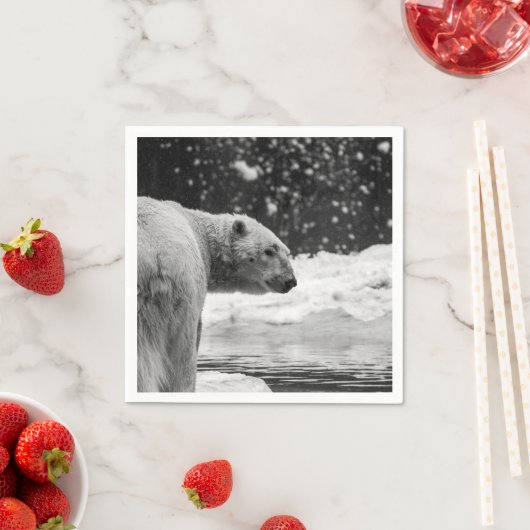 Serviette En Papier Ours polaire dans la neige (En situation)