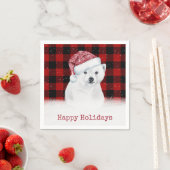 Serviette En Papier Ours Polaire De Noël Sur Buffalo Plaid (En situation)