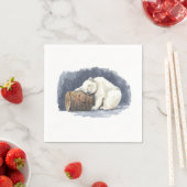 Serviette En Papier Ours polaire dormant, aquarelle (En situation)
