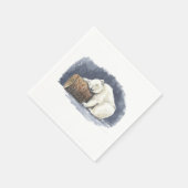 Serviette En Papier Ours polaire dormant, aquarelle (Coin)