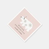 Serviette En Papier Ours polaire Hiver Onederland rose 1er anniversair (Coin)