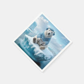 Serviette En Papier Ours Polaire Lire Le Journal (Coin)