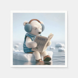 Serviette En Papier Ours polaire lisant un journal