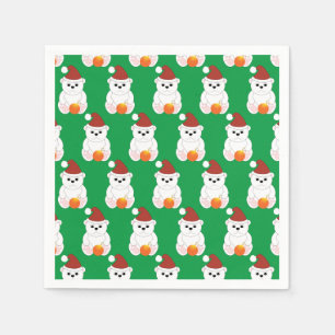 Serviette En Papier Ours polaire Noël chapeau de Noël mignon motif ver