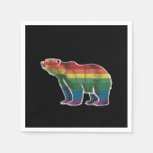 Serviette En Papier Ours polaire rétro arc-en-ciel Lesbienne Gay pride (Devant)