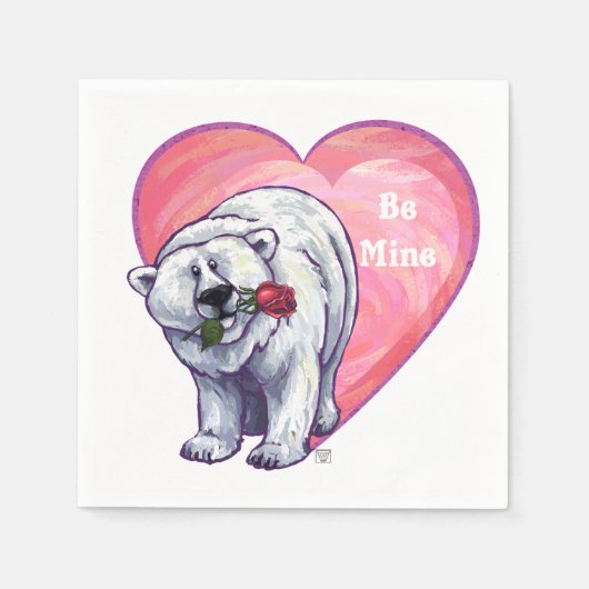Serviette En Papier Ours polaire Saint Valentin (Devant)