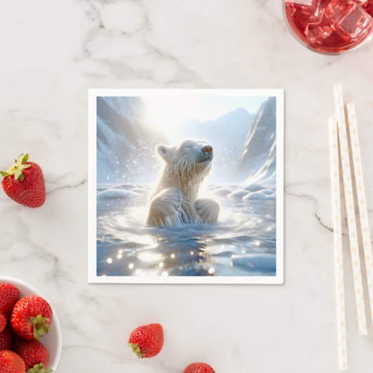 Serviette En Papier Ours Polaire S'Éclaboussant Dans L'Eau Arctique (En situation)