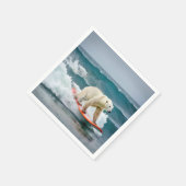 Serviette En Papier Ours Polaire Sur Une Planche De Surf (Coin)