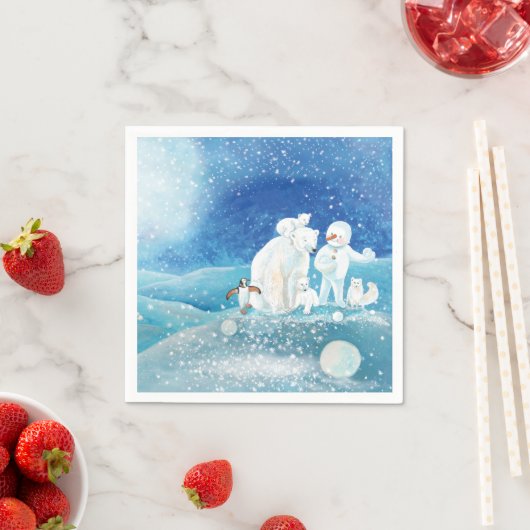 Serviette En Papier Ours polaires, Renard polaire, Pingouin Empereur & (En situation)