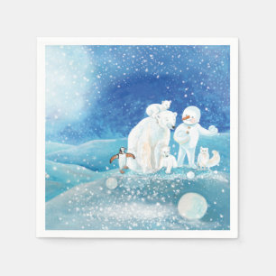 Serviette En Papier Ours polaires, Renard polaire, Pingouin Empereur &