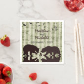 Serviette En Papier Ours rustiques de bois Pêche, Mariage de bouleaux (En situation)
