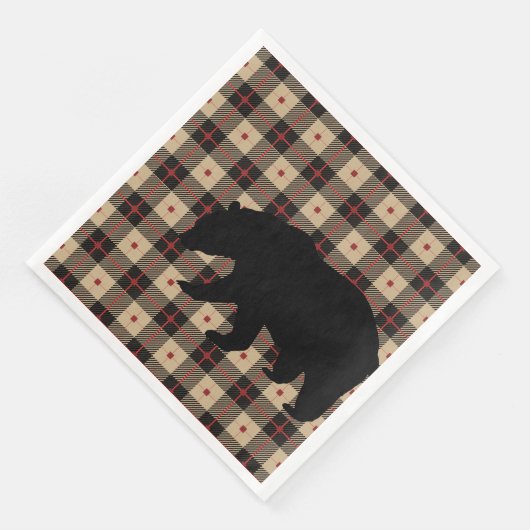 Serviette En Papier Ours sur platine rouge noir (Coin)