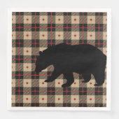 Serviette En Papier Ours sur platine rouge noir (Devant)