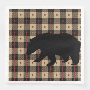 Serviette En Papier Ours sur platine rouge noir