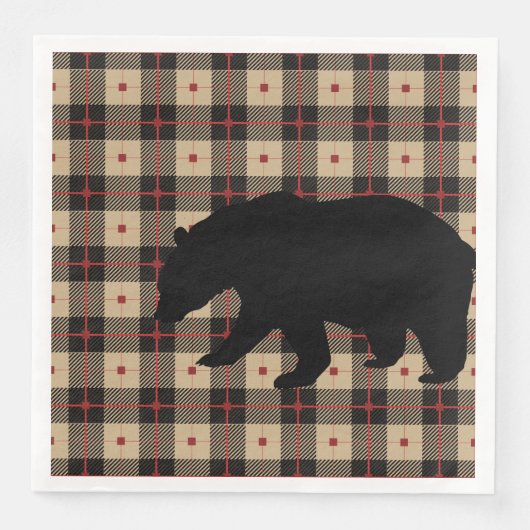 Serviette En Papier Ours sur platine rouge noir (Devant)