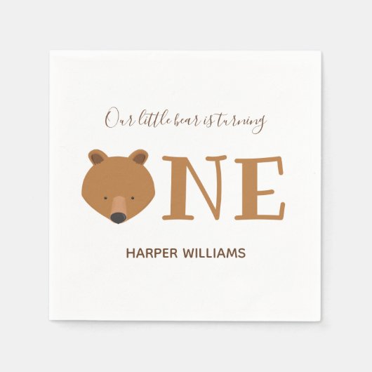 Serviette En Papier Ours Turner un animal mignon premier anniversaire (Devant)