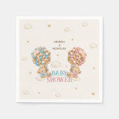 Serviette En Papier Ours Twins Douche rose bleu garçon fille (Devant)