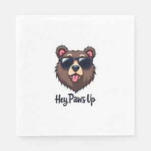 Serviette En Papier Ours vintage Hey Paws Up avec des lunettes de sole