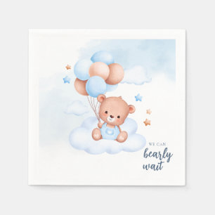 Serviette En Papier Ourson en aquarelle Garçon Baby Shower Personnalis