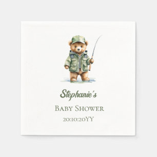 Serviette En Papier Ourson pêcheur mignon à la bobine excitée Baby Sho