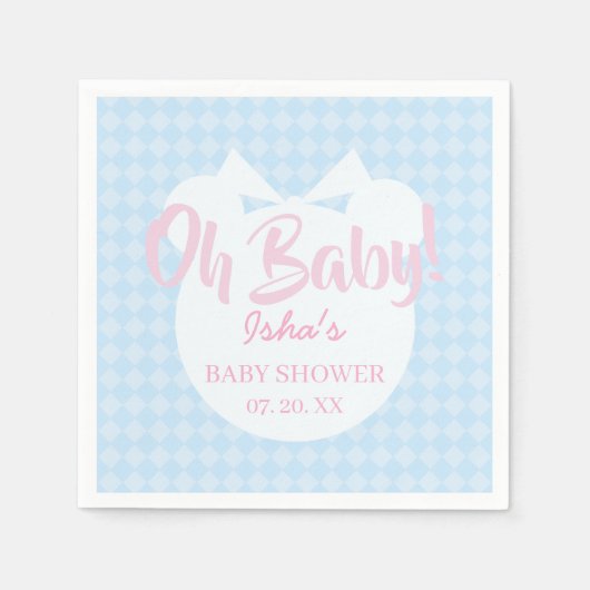 Serviette en papier Ourson Ruban Bleu Clair pour B (Devant)