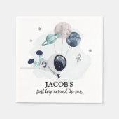 Serviette En Papier Outer Space Boy 1er Voyage autour du soleil Annive (Devant)