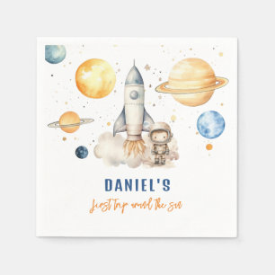 Serviette En Papier Outer Space Boy 1er Voyage autour du soleil Annive