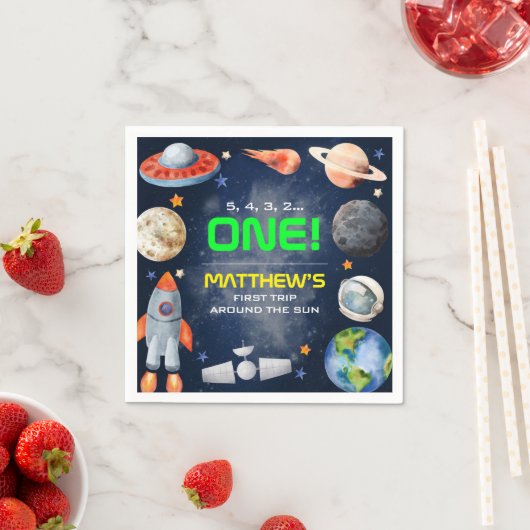 Serviette En Papier Outer Space First Birthday (En situation)