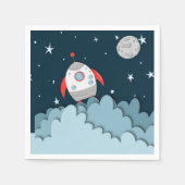 Serviette En Papier Outer Space Rocket Ship Birthday Party (Devant)