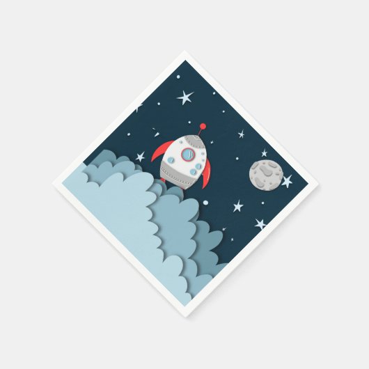 Serviette En Papier Outer Space Rocket Ship Birthday Party (Coin)