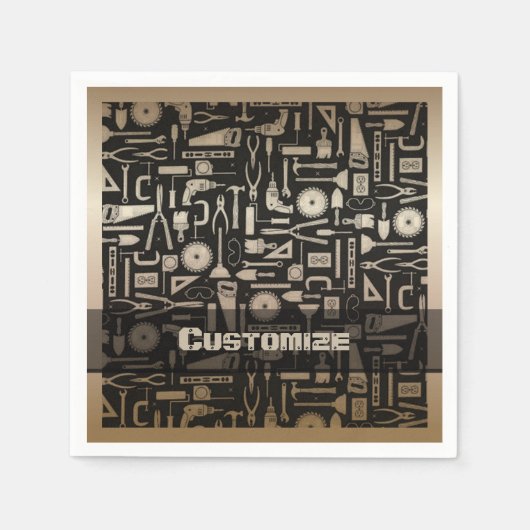 Serviette En Papier Outils d'atelier Black & Gold (Devant)