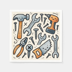 Serviette En Papier Outils de bricolage dessin animé gribouillis