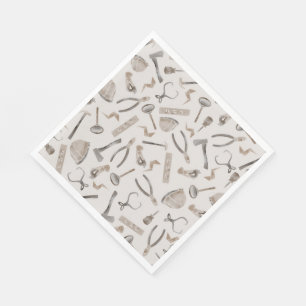 Serviette En Papier Outils de construction d'aquarelle mignonne