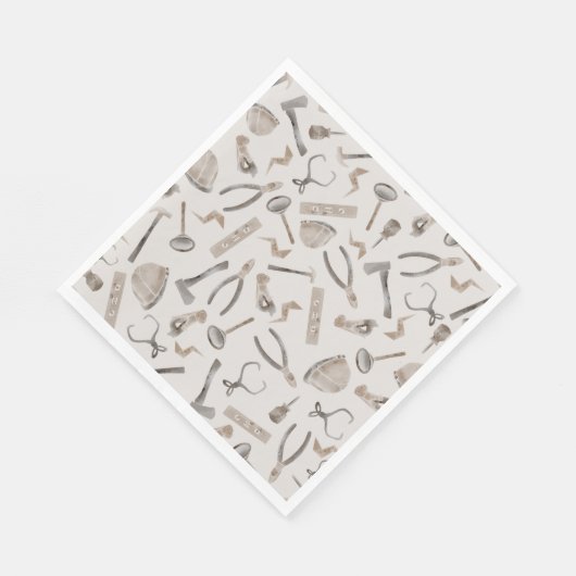 Serviette En Papier Outils de construction d'aquarelle mignonne (Coin)