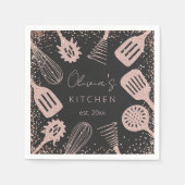 Serviette En Papier Outils de Cuisine de Parties scintillant d'or Rose (Devant)